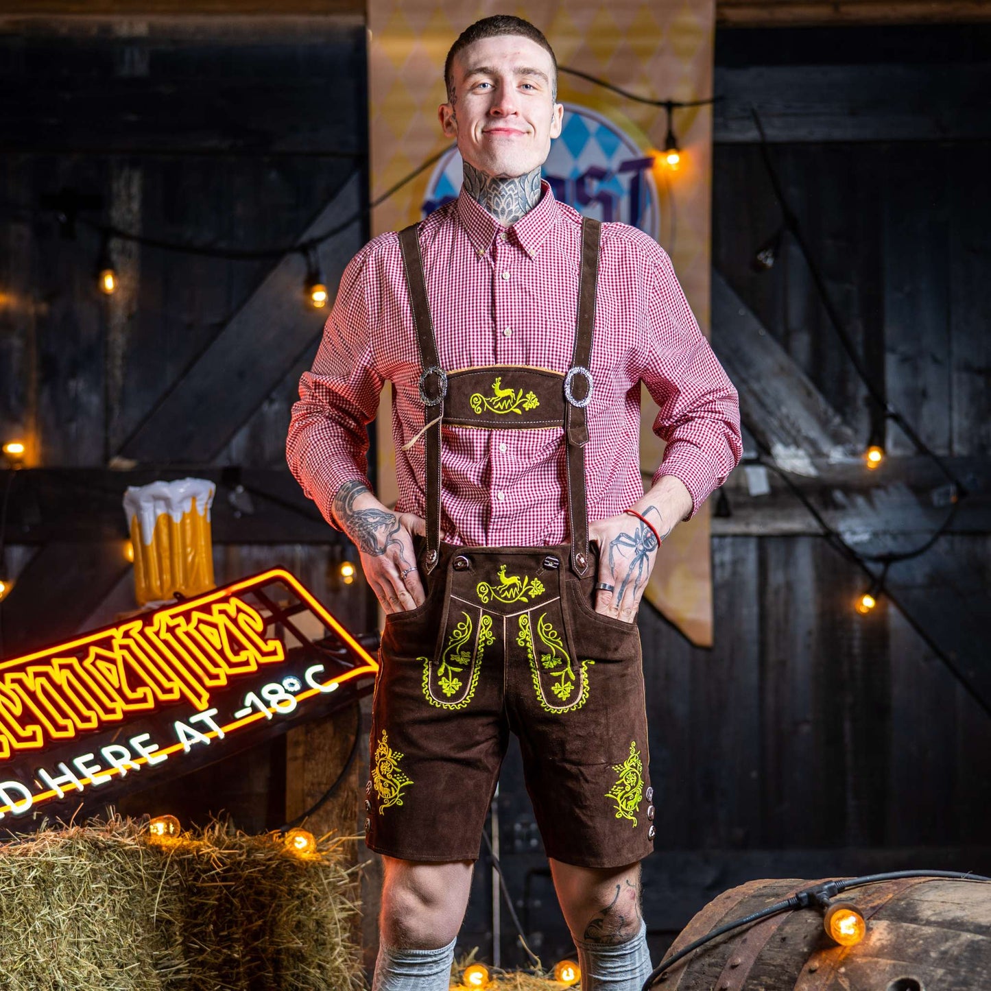 Chocolate Traditional High Quality Embroidered Lederhosen