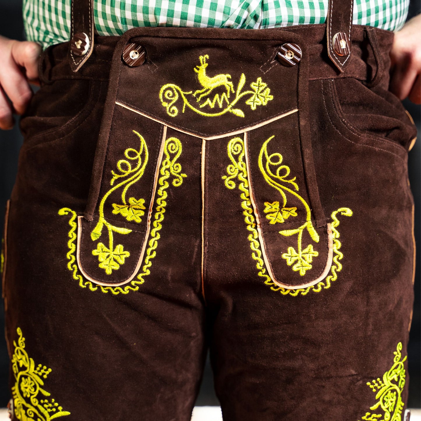 Chocolate Traditional High Quality Embroidered Lederhosen